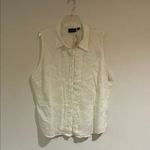 Avenue White Sleeveless Blouse